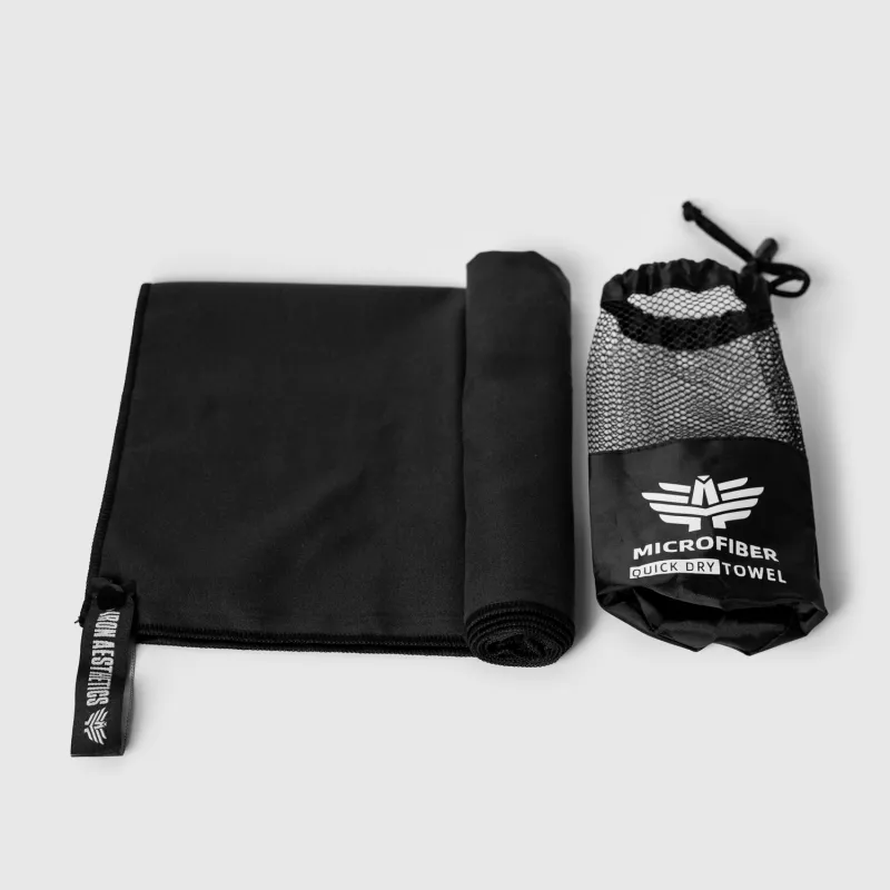 Gyorsan száradó sporttörölköző Iron Aesthetics Dry, fekete-5