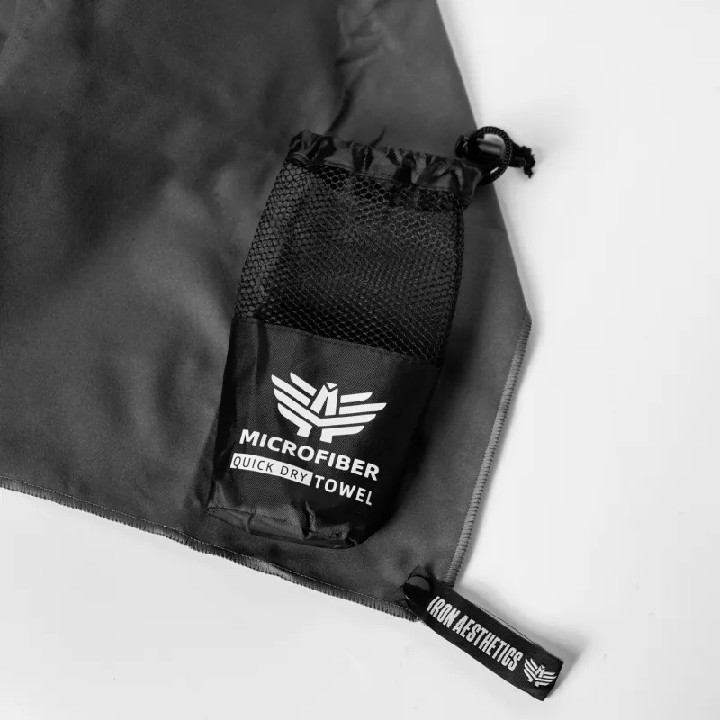 Gyorsan száradó sporttörölköző Iron Aesthetics Dry, szürke-3