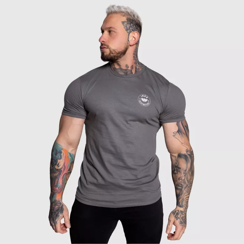 Férfi sportpóló Iron Aesthetics Circle, charcoal-1