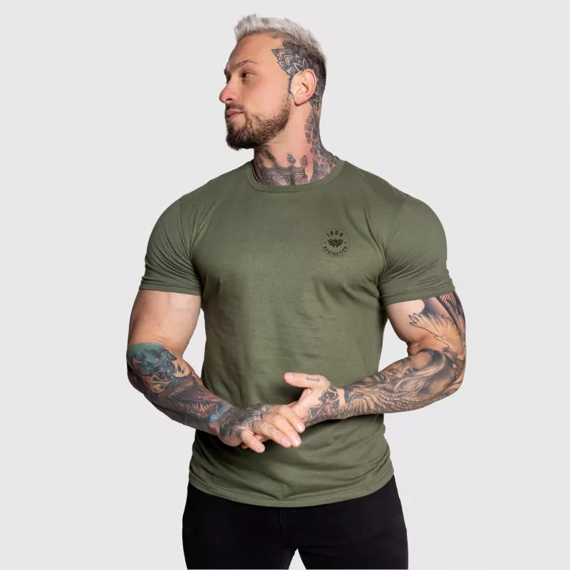 Férfi sportpóló Iron Aesthetics Circle, katonazöld-3