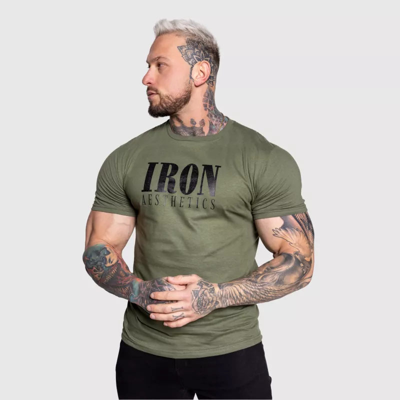 Férfi sportpóló Iron Aesthetics Urban, katonazöld-3