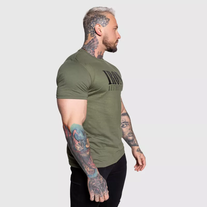 Férfi sportpóló Iron Aesthetics Urban, katonazöld-4