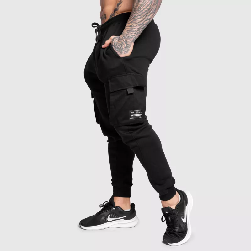 Férfi melegítőnadrág Iron Aesthetics Cargo Joggers, fekete-1