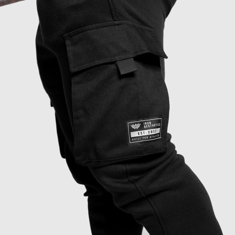 Férfi melegítőnadrág Iron Aesthetics Cargo Joggers, fekete · záber 6