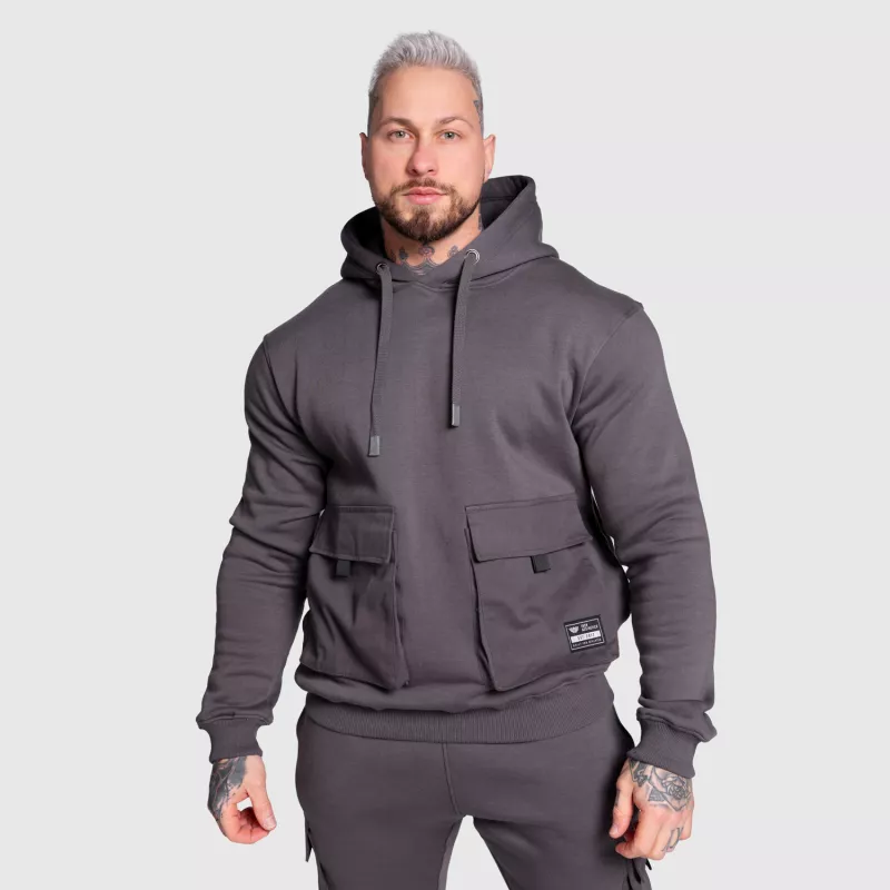 Kapucnis pulóver Iron Aesthetics Cargo Hoodie, sötétszürke-4