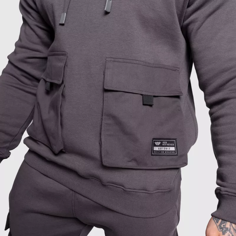 Kapucnis pulóver Iron Aesthetics Cargo Hoodie, sötétszürke-5