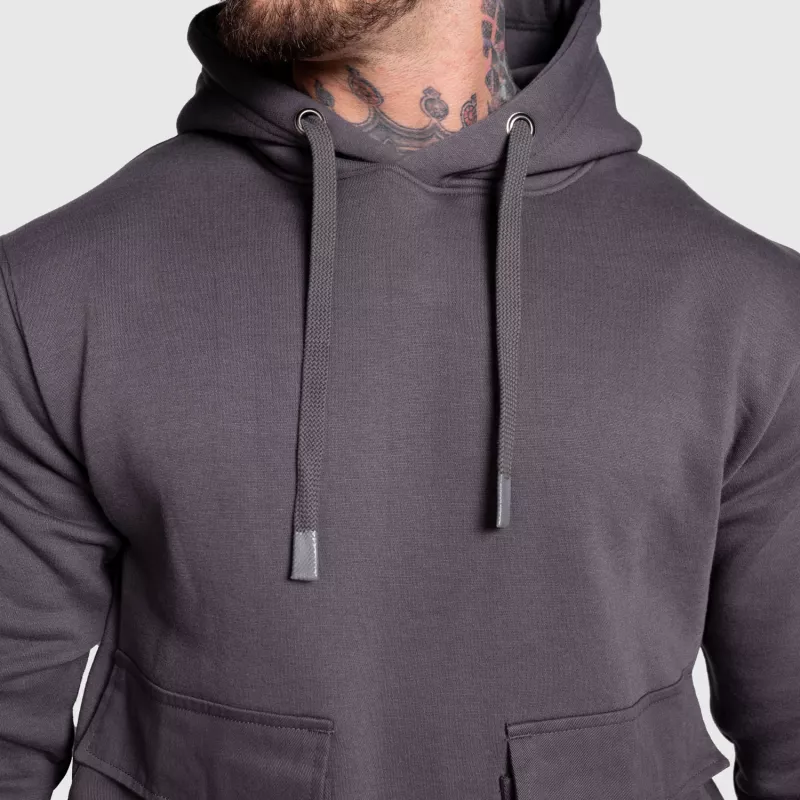 Kapucnis pulóver Iron Aesthetics Cargo Hoodie, sötétszürke-6