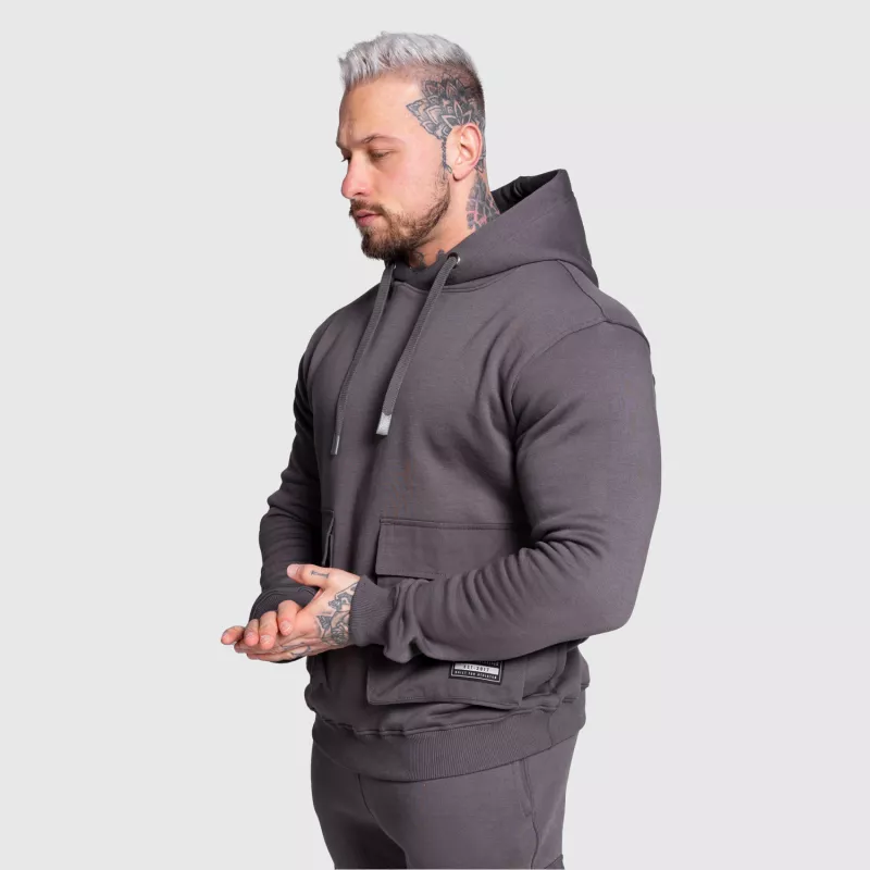 Kapucnis pulóver Iron Aesthetics Cargo Hoodie, sötétszürke-2
