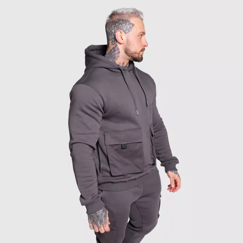 Kapucnis pulóver Iron Aesthetics Cargo Hoodie, sötétszürke-3