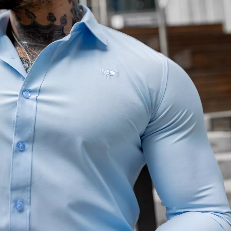 Sztreccs ing Iron Aesthetics Slim Stretch, világoskék-19