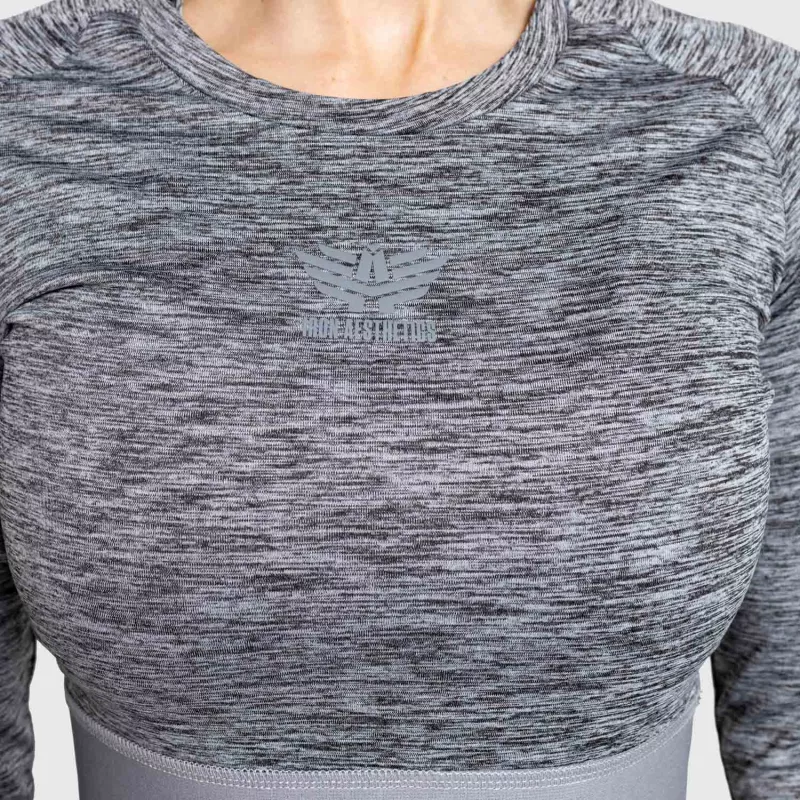 Sport crop top Iron Aesthetics Grande, szürke-4