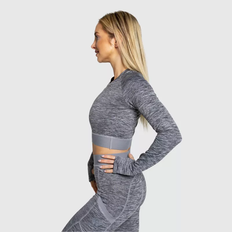 Sport crop top Iron Aesthetics Grande, szürke-6