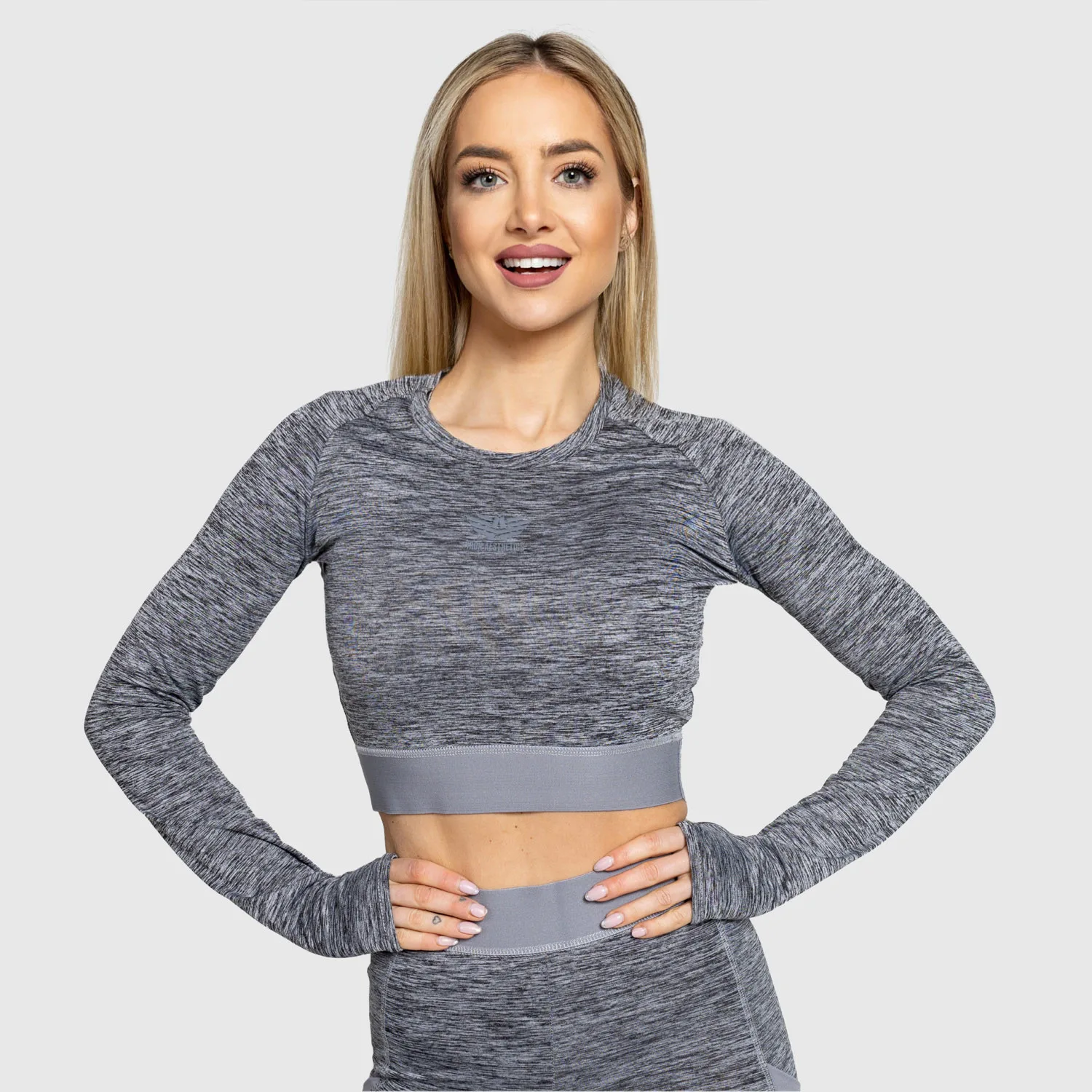 Sport crop top Iron Aesthetics Grande, szürke-1