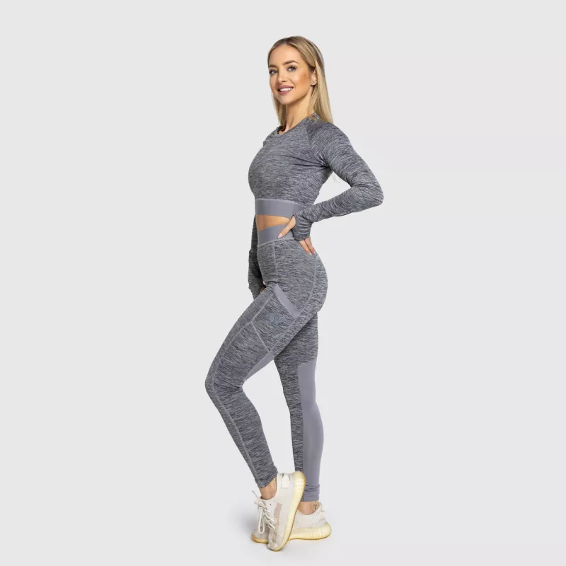 Sport crop top Iron Aesthetics Grande, szürke-8