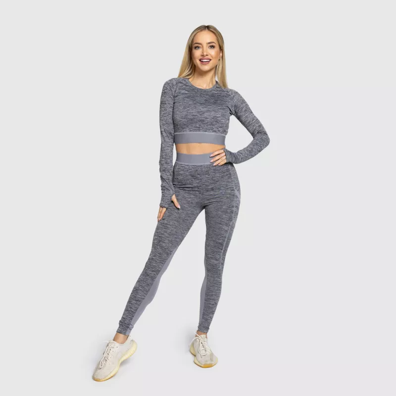 Sport crop top Iron Aesthetics Grande, szürke-9