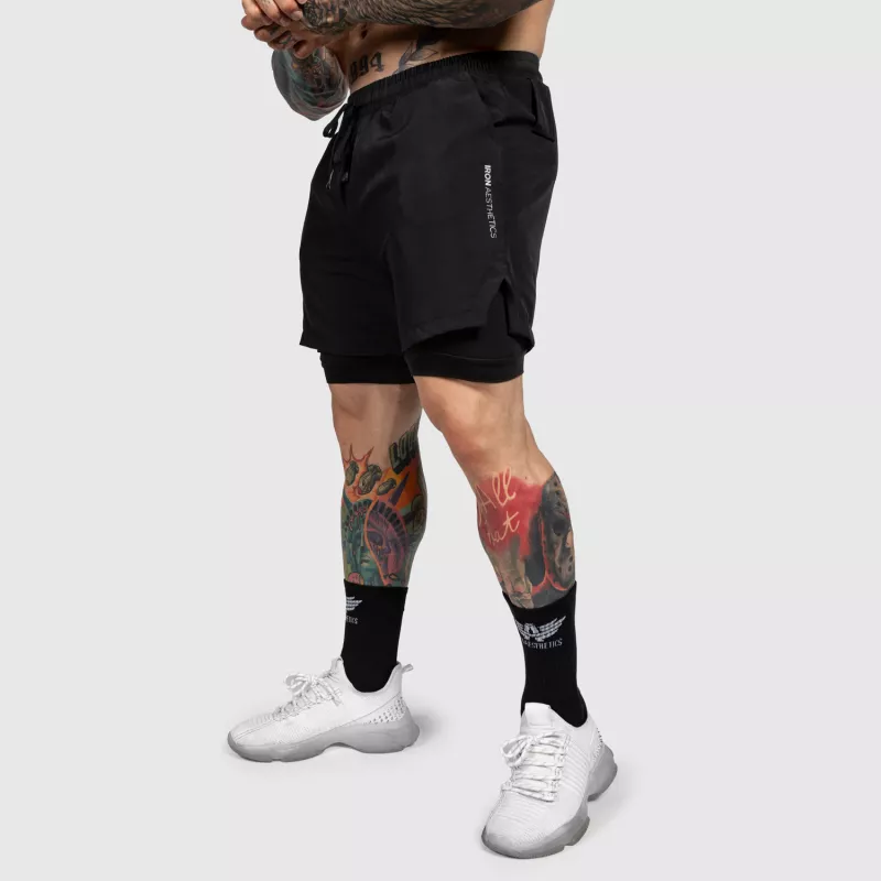 Funkcionális short Iron Aesthetics SweatPro 2in1, fekete-5