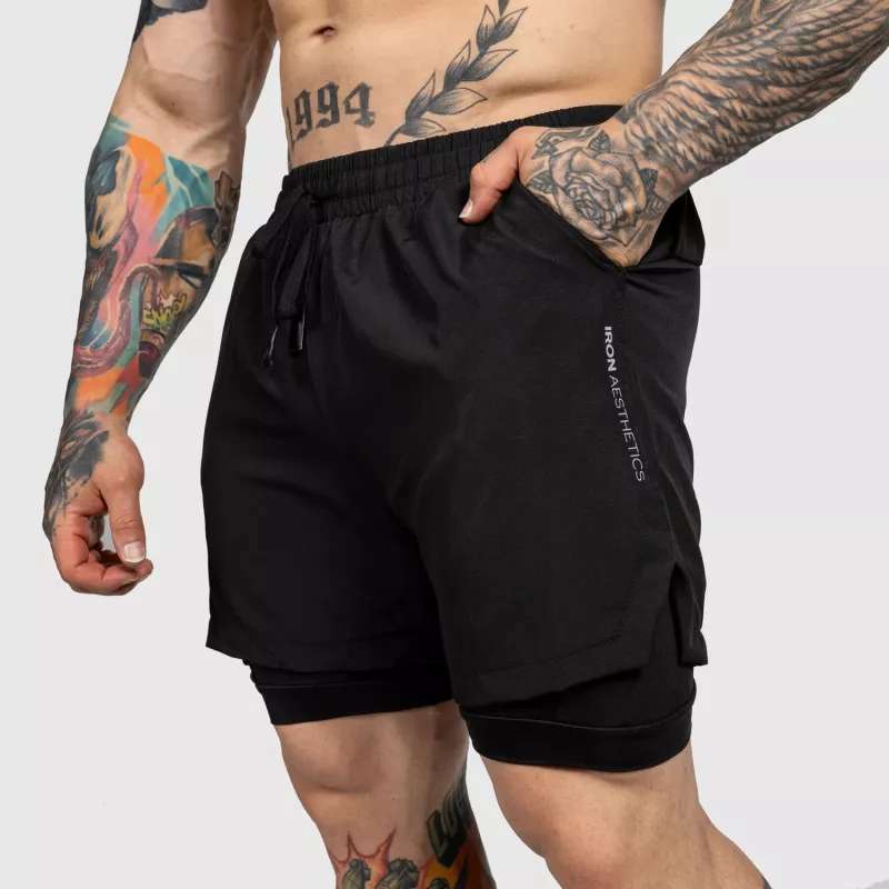 Funkcionális short Iron Aesthetics SweatPro 2in1, fekete-3