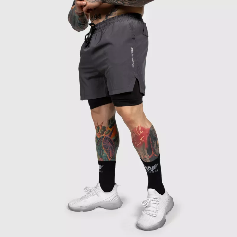 Funkcionális short Iron Aesthetics SweatPro 2in1, sötétszürke-5