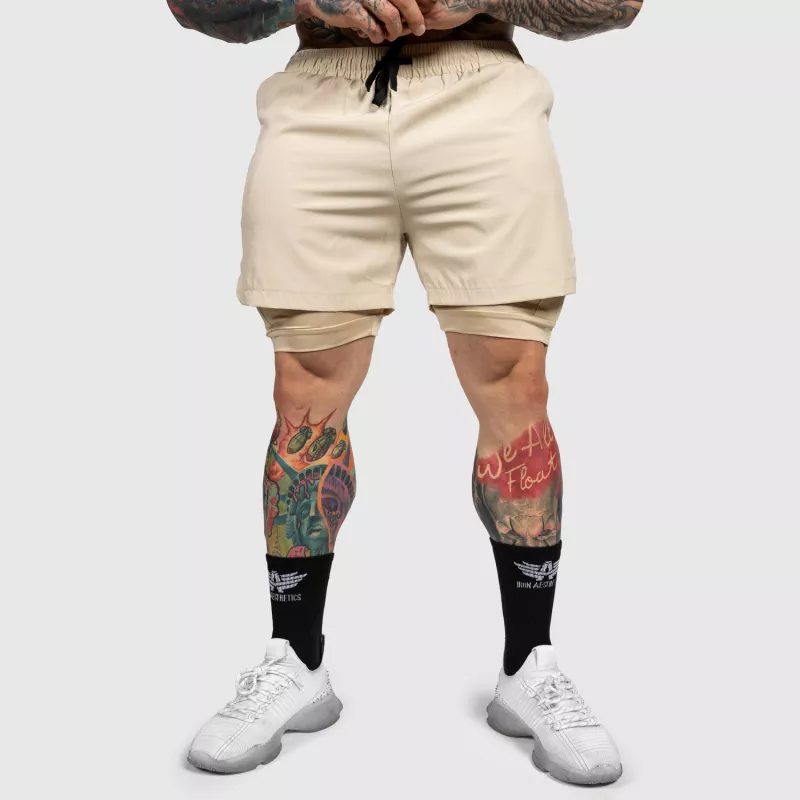 Funkcionális short Iron Aesthetics SweatPro 2in1, khaki-5