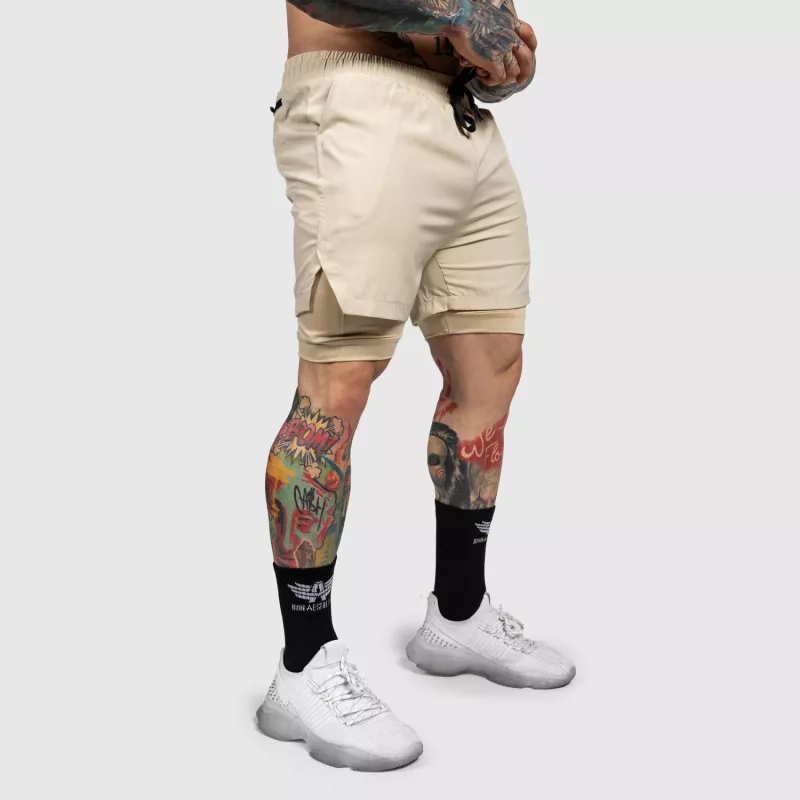 Funkcionális short Iron Aesthetics SweatPro 2in1, khaki-7