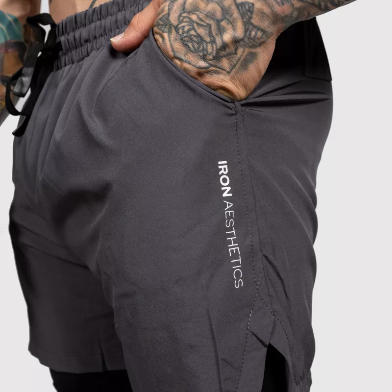 Funkcionális short Iron Aesthetics SweatPro 2in1, sötétszürke-8