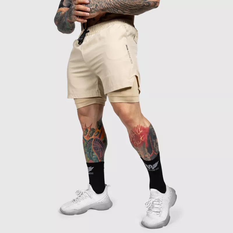 Funkcionális short Iron Aesthetics SweatPro 2in1, khaki-6