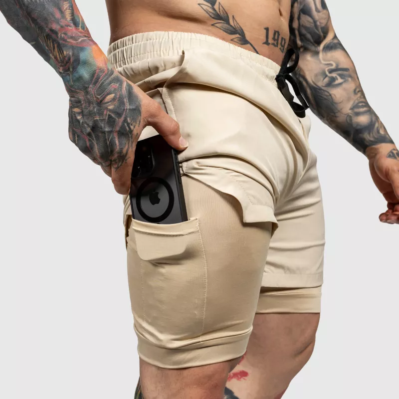 Funkcionális short Iron Aesthetics SweatPro 2in1, khaki-1