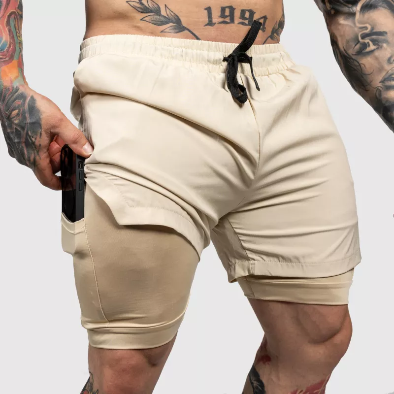 Funkcionális short Iron Aesthetics SweatPro 2in1, khaki-4