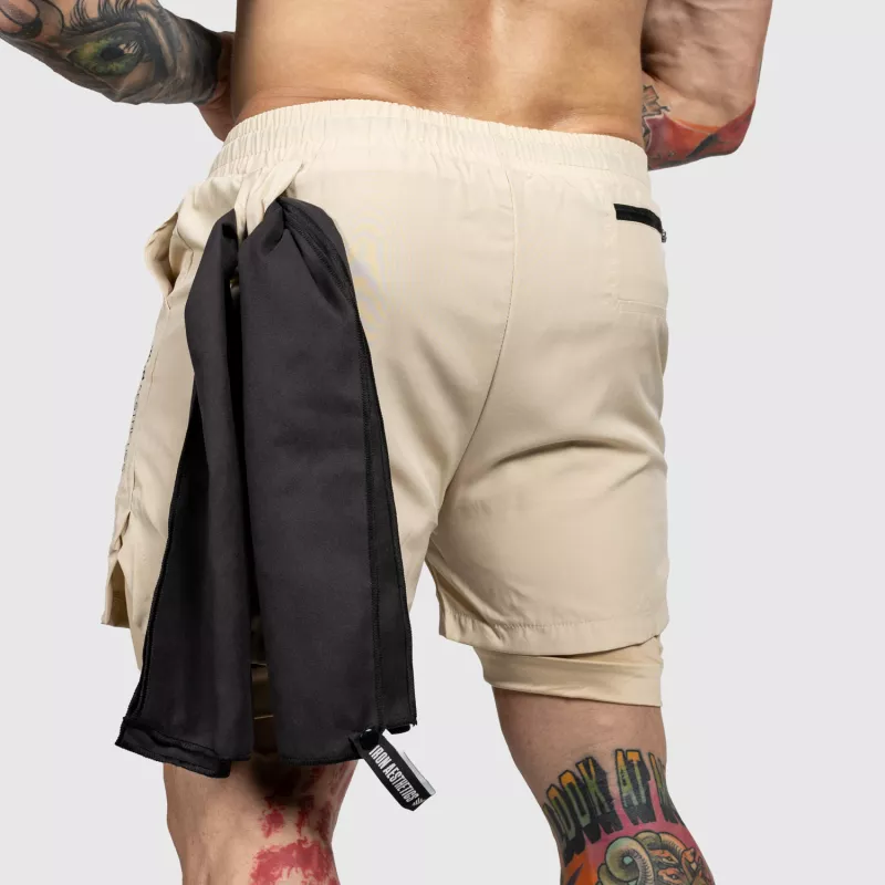 Funkcionális short Iron Aesthetics SweatPro 2in1, khaki-3