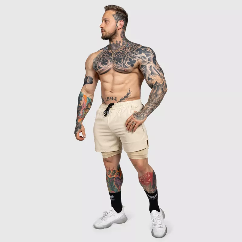 Funkcionális short Iron Aesthetics SweatPro 2in1, khaki-10