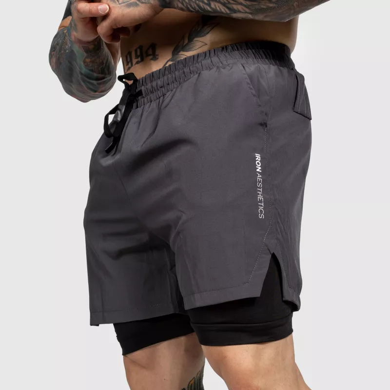 Funkcionális short Iron Aesthetics SweatPro 2in1, sötétszürke-3