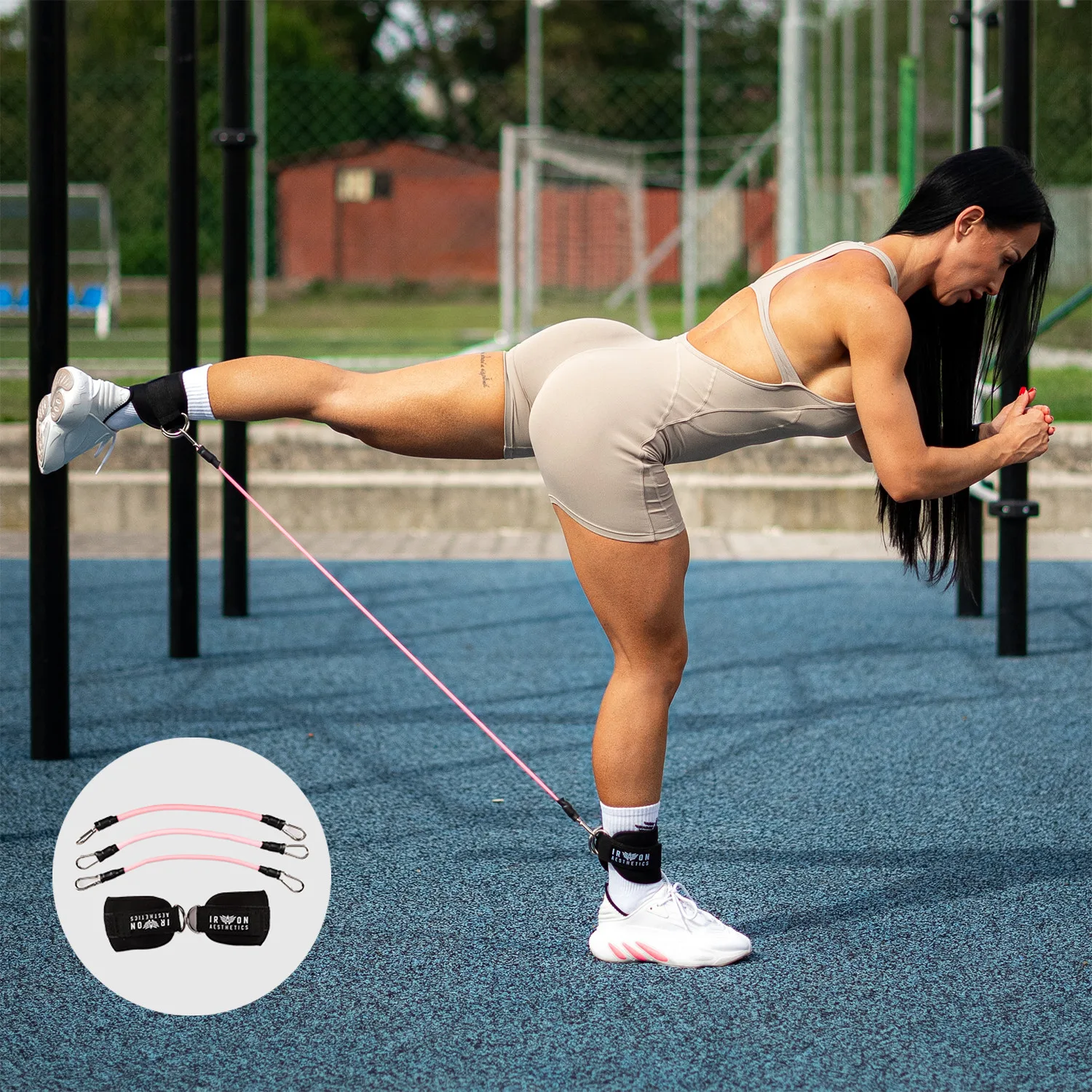 Ellenálló gumi készlet Iron Aesthetics Ankle Bands, rózsaszín-1