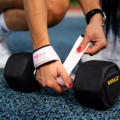 Gurtni csúszásgátlóval Iron Aesthetics Grip Straps, rózsaszín