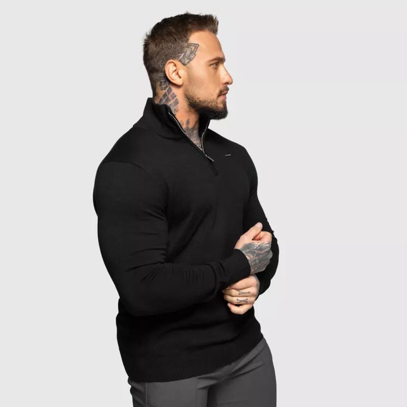Kötött pulóver cipzárral Iron Aesthetics Tomas, fekete-5