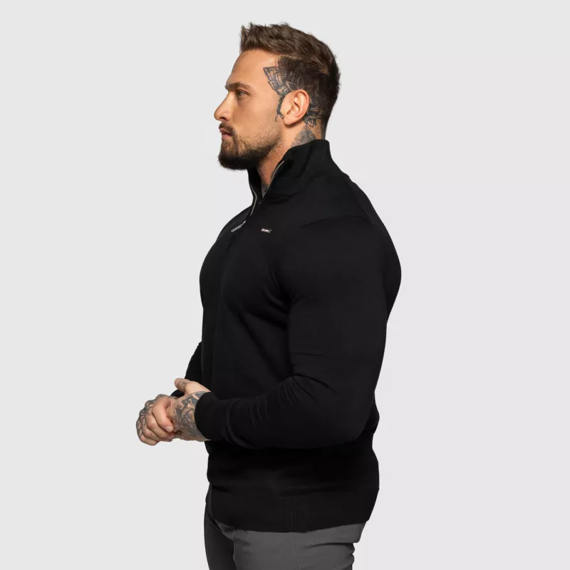 Kötött pulóver cipzárral Iron Aesthetics Tomas, fekete-6