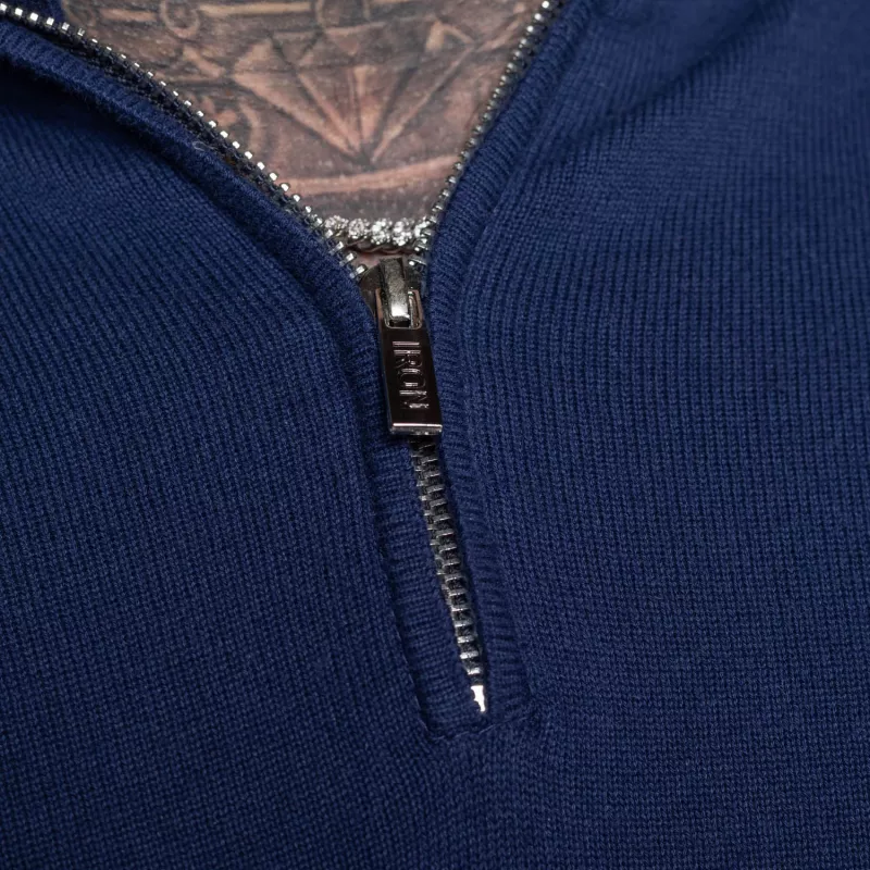 Kötött pulóver cipzárral Iron Aesthetics Tomas, navy-9