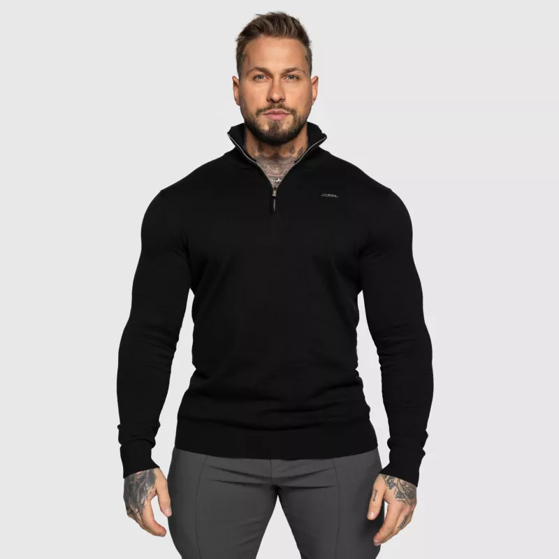 Kötött pulóver cipzárral Iron Aesthetics Tomas, fekete-7