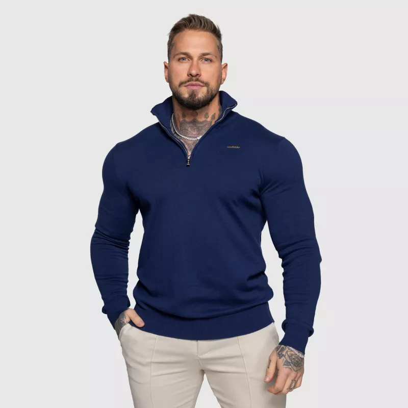 Kötött pulóver cipzárral Iron Aesthetics Tomas, navy-4