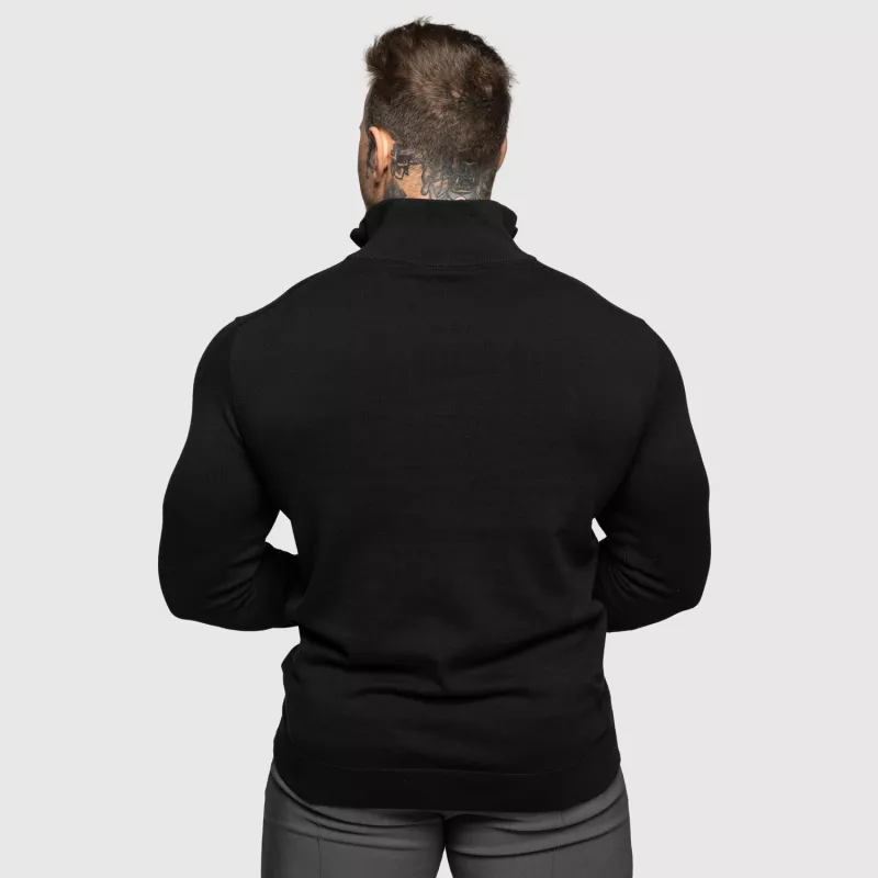Kötött pulóver cipzárral Iron Aesthetics Tomas, fekete-4