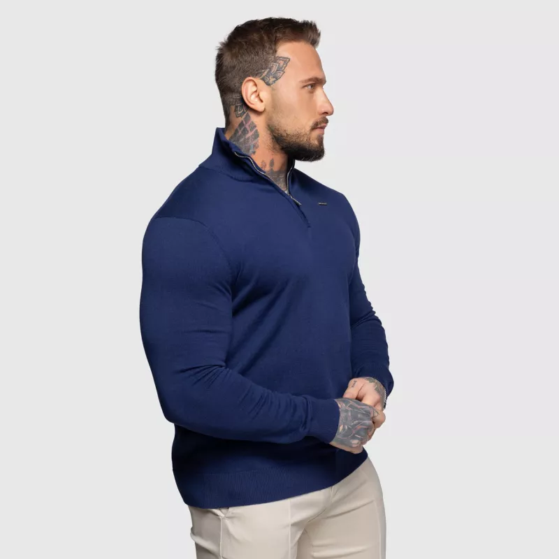 Kötött pulóver cipzárral Iron Aesthetics Tomas, navy-5