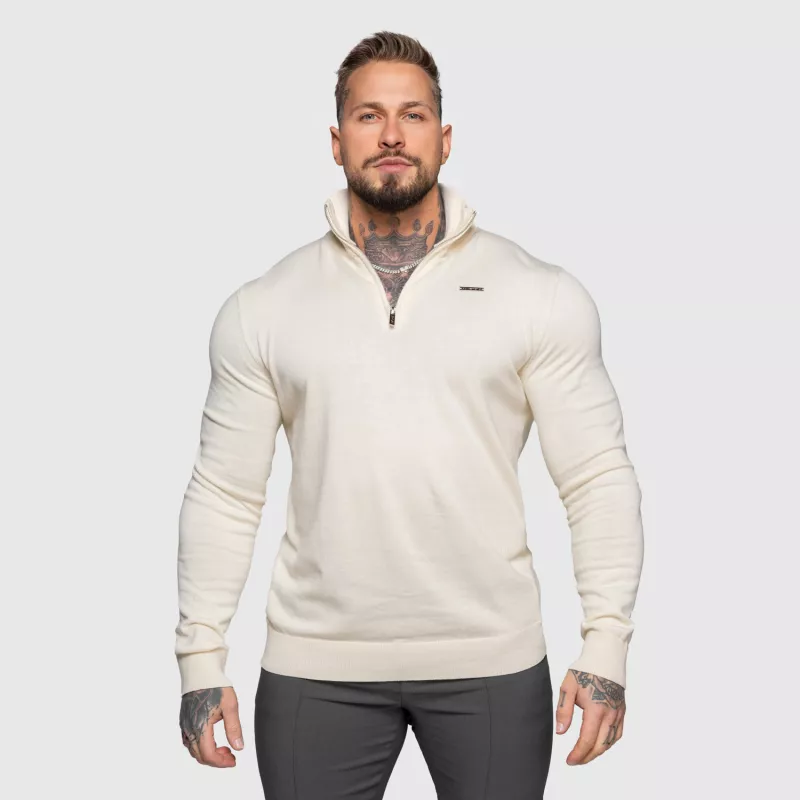 Kötött pulóver cipzárral Iron Aesthetics Tomas, bézs-1
