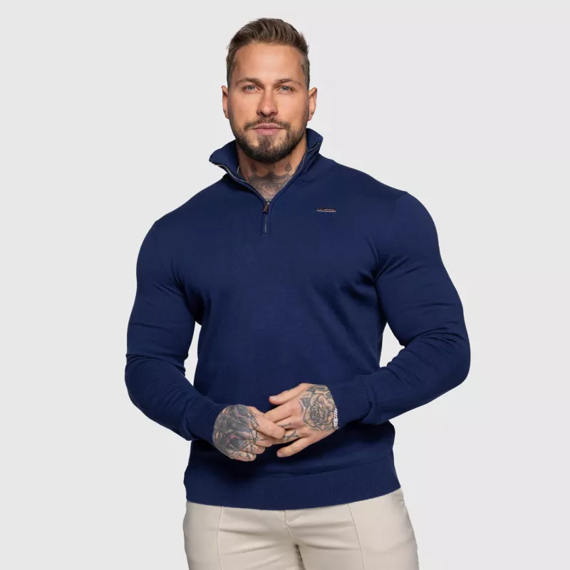 Kötött pulóver cipzárral Iron Aesthetics Tomas, navy-2