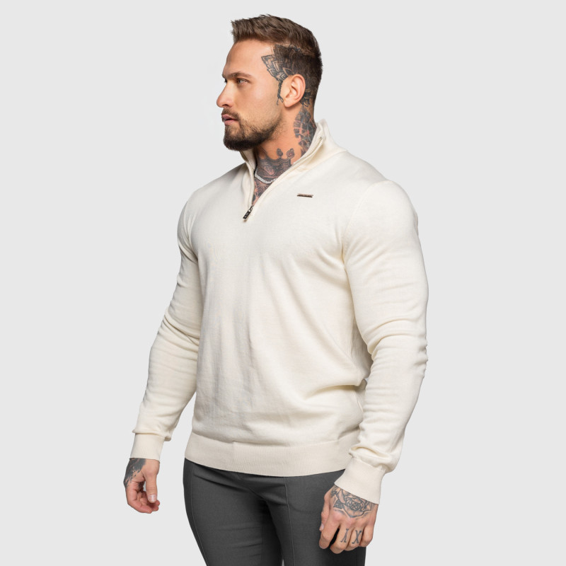 Kötött pulóver cipzárral Iron Aesthetics Tomas, bézs · záber 6
