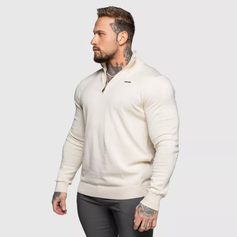 Kötött pulóver cipzárral Iron Aesthetics Tomas, bézs-6