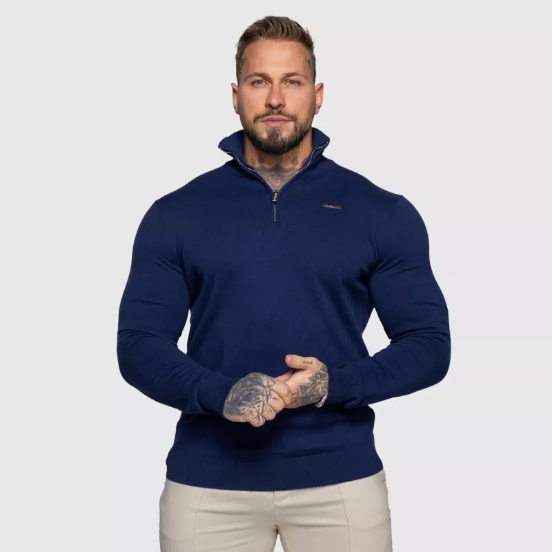 Kötött pulóver cipzárral Iron Aesthetics Tomas, navy-7