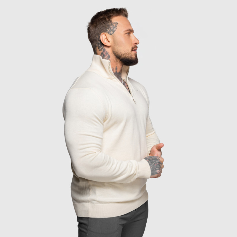 Kötött pulóver cipzárral Iron Aesthetics Tomas, bézs · záber 7
