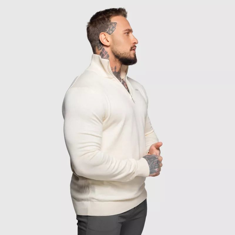Kötött pulóver cipzárral Iron Aesthetics Tomas, bézs-7