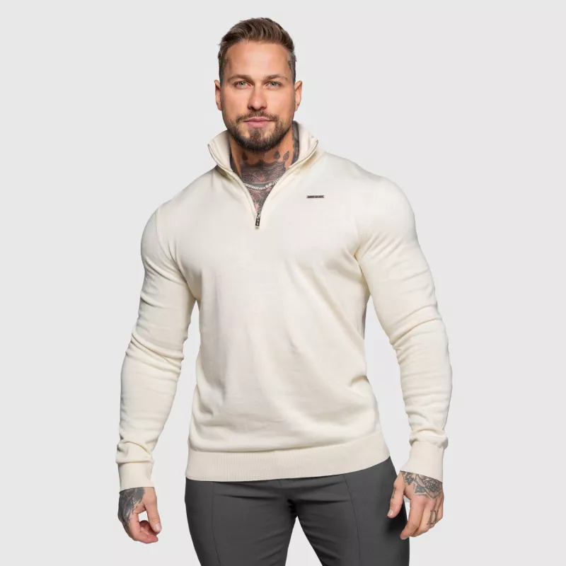 Kötött pulóver cipzárral Iron Aesthetics Tomas, bézs-8