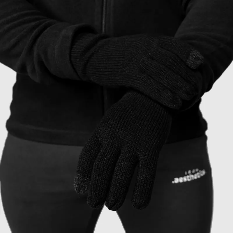 Kötött kesztyű Iron Aesthetics Touch Screen, fekete-7