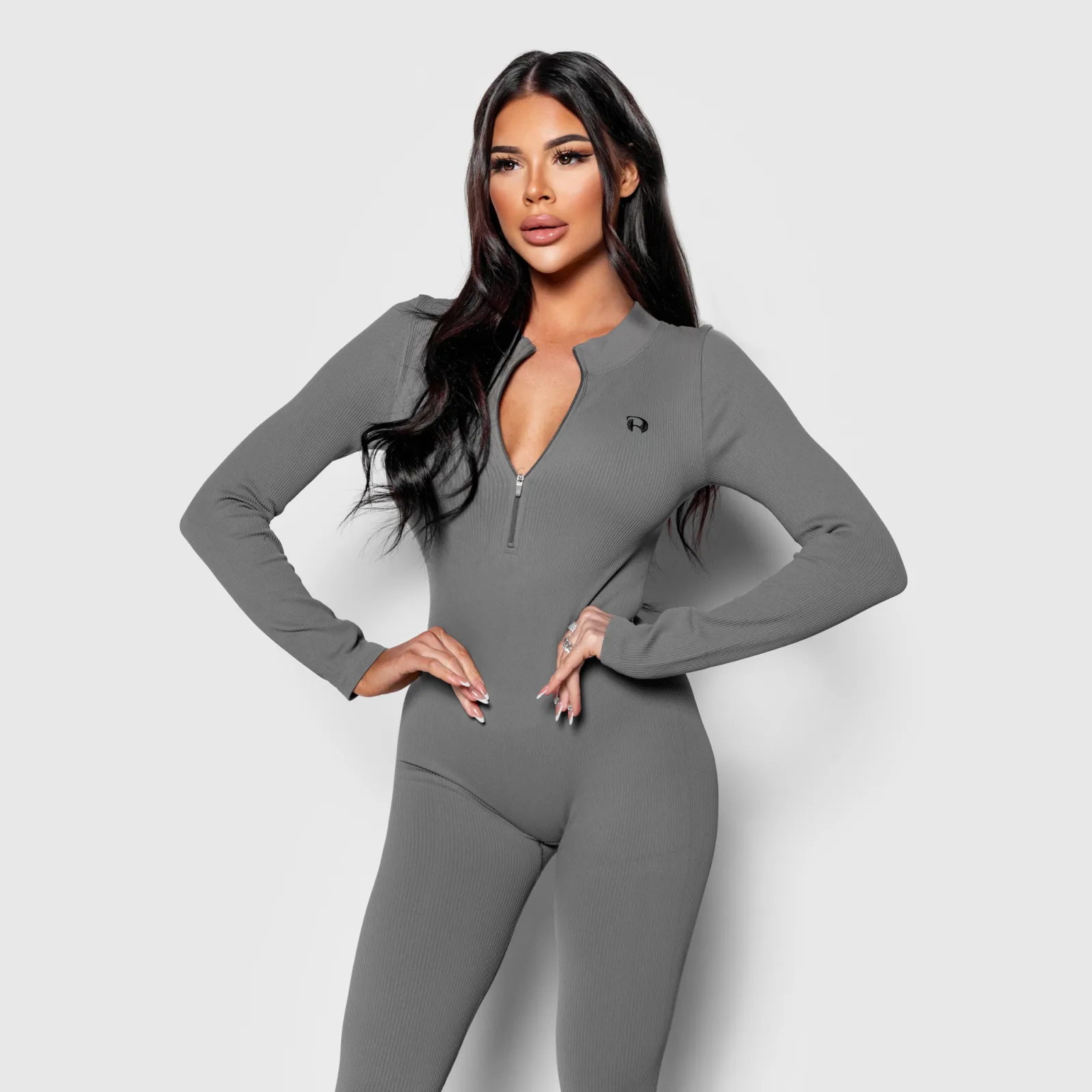 Női bordázott  overál Iron Aesthetics Rib Lady, szürke-1